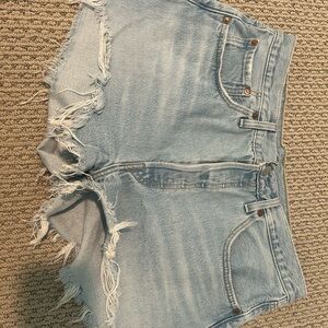 Denim Frayed Hem Women's Shorts